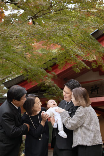 春日大社　お宮参り写真　ファミリーフォト