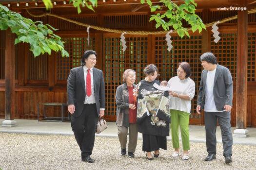 龍田大社　お宮参り出張写真撮影　家族写真