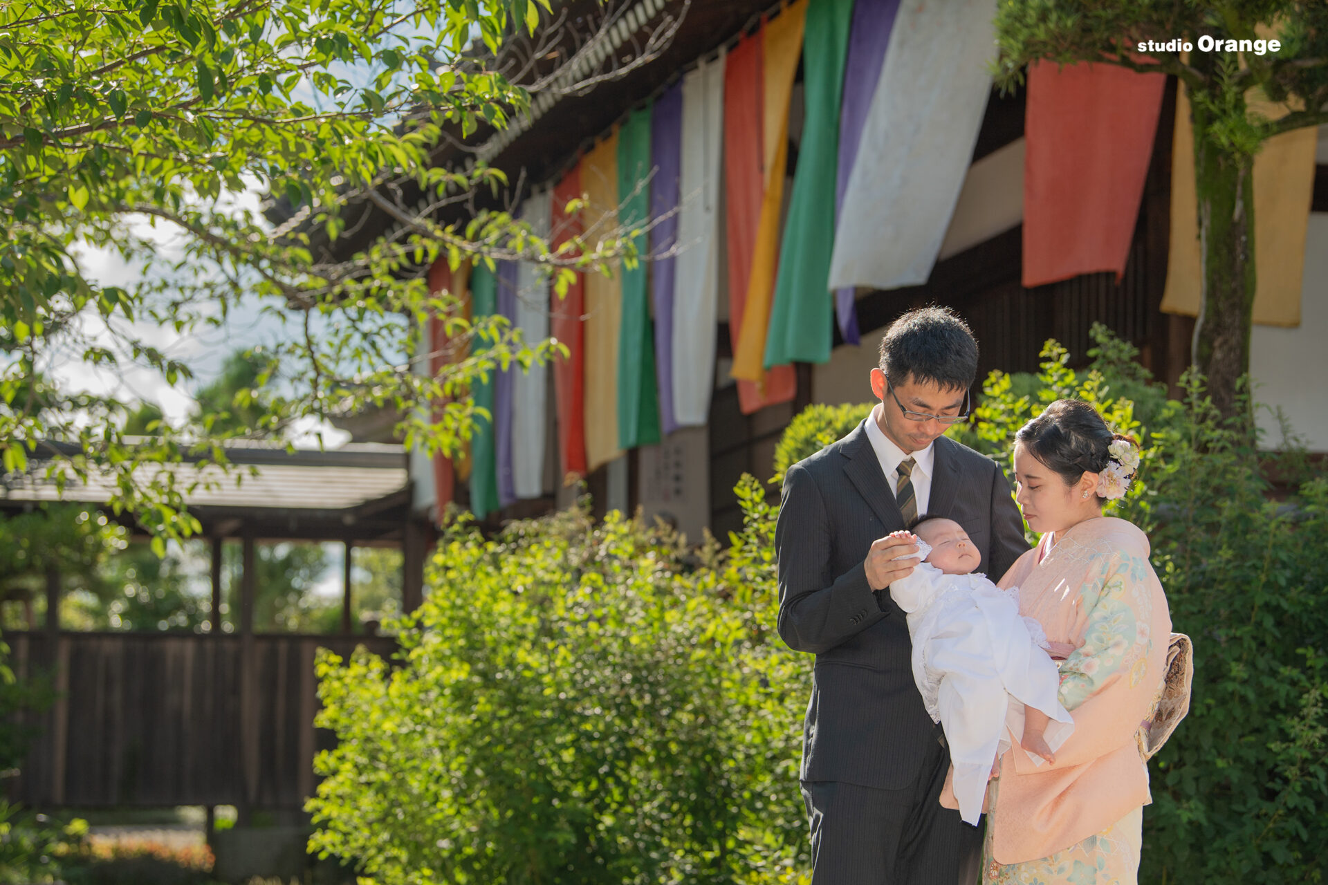 帯解寺　お宮参り出張写真撮影　家族写真