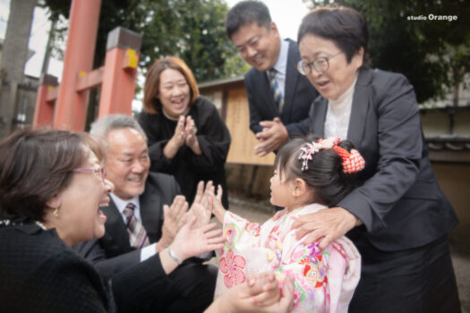 率川神社　七五三出張写真撮影　3歳女の子