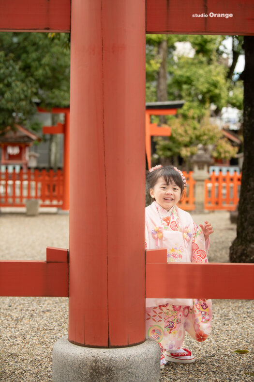 率川神社　七五三出張写真撮影　3歳女の子