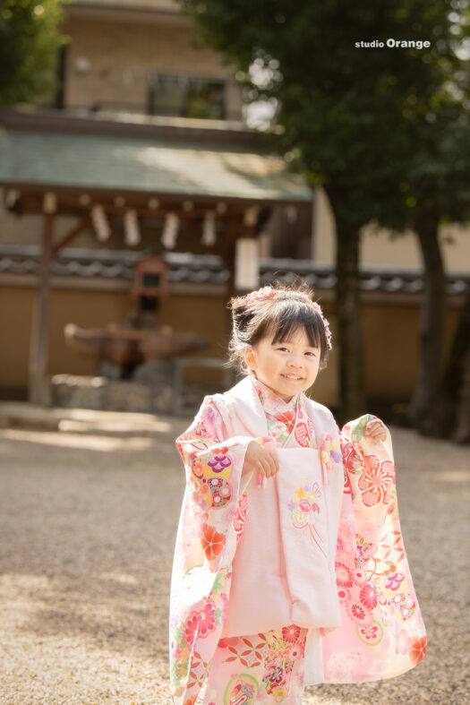 率川神社　七五三出張写真撮影　3歳女の子