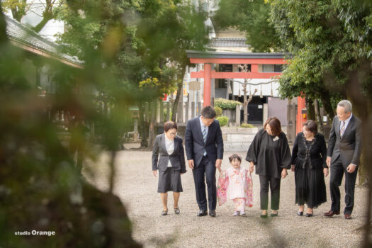 率川神社　七五三出張写真撮影　3歳女の子