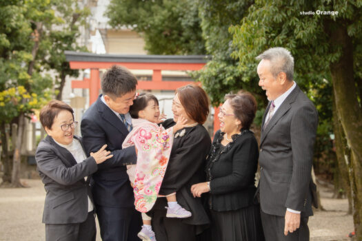 率川神社　七五三出張写真撮影　3歳女の子